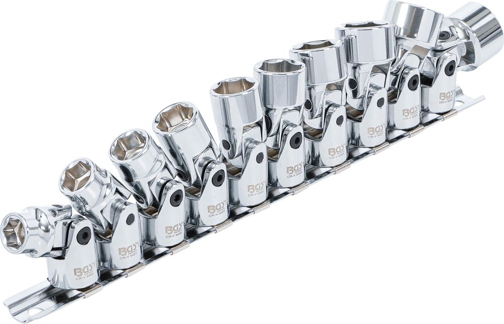 BGS Kardangelenk-Einsatz-Satz Sechskant | Antrieb Innenvierkant 10 mm (3/8") | SW 10 - 19 mm | 10-t