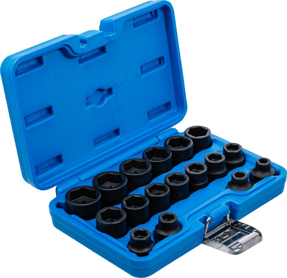 BGS Kraft-Steckschlüssel-Einsatz-Satz Sechskant, extra flach | Antrieb Innenvierkant 12,5 mm (1/2")