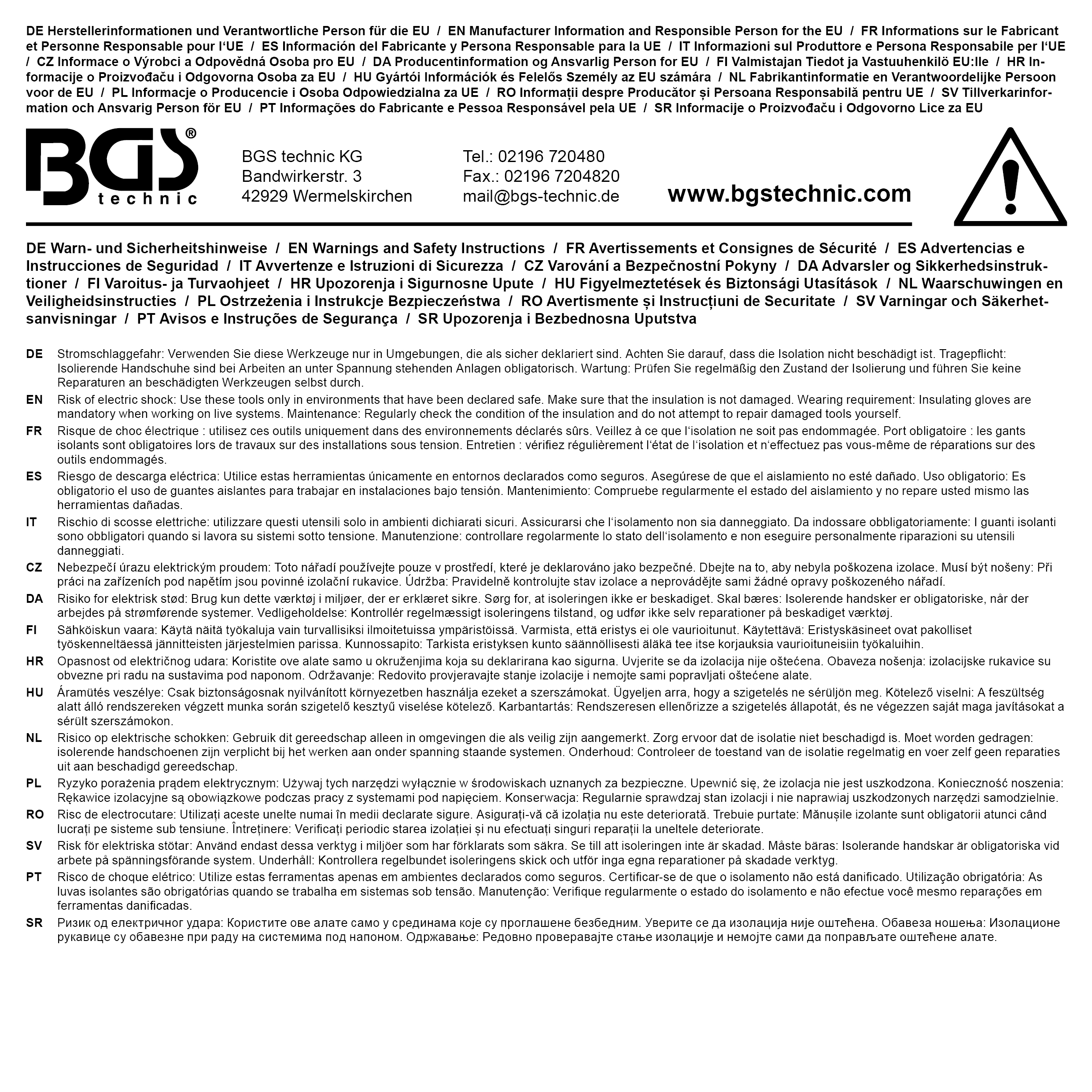 BGS Werkstattwageneinlage 1/3: VDE-Schraubendreher-Satz | 8-tlg.