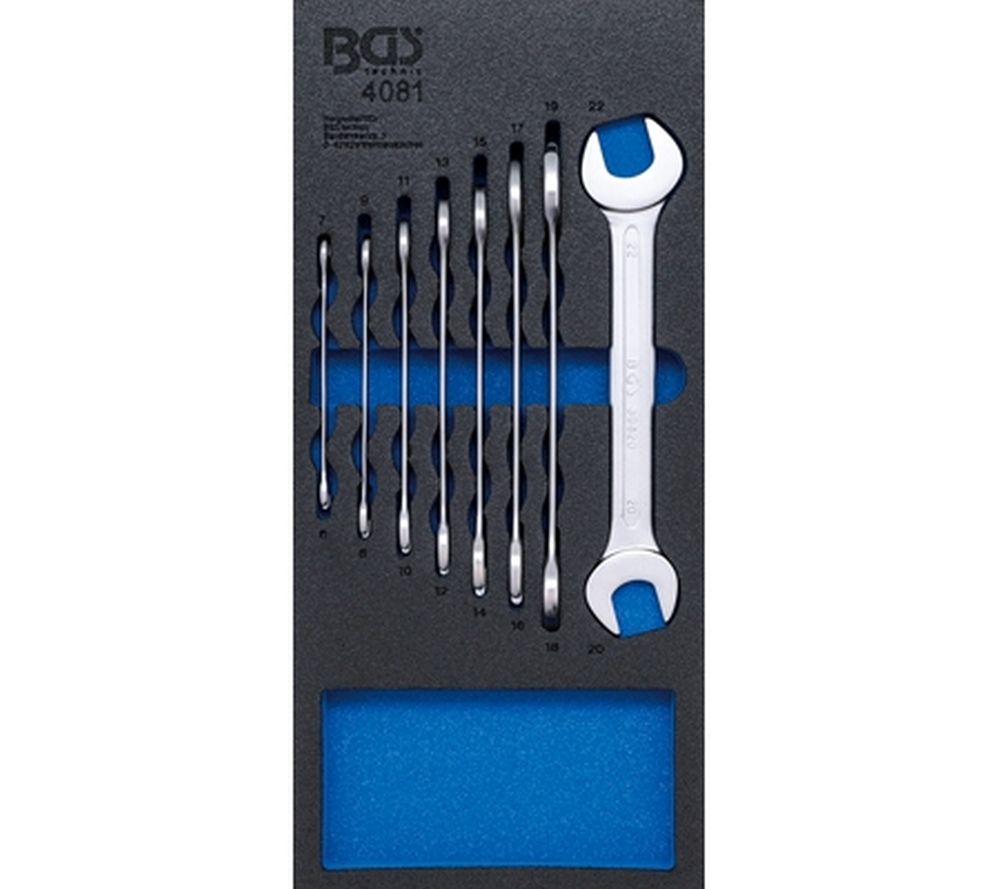 BGS Werkstattwageneinlage 1/3: Doppel-Maulschlüssel-Satz | SW 6 - 22 mm | 8-tlg.