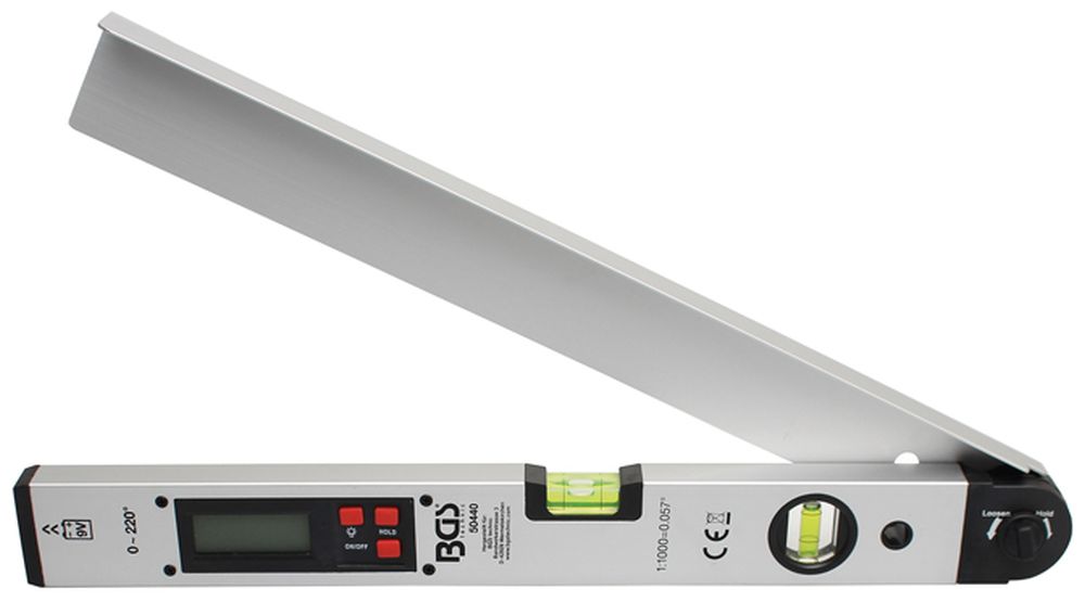 BGS Digitaler LCD-Winkelmesser mit Wasserwaage | 450 mm