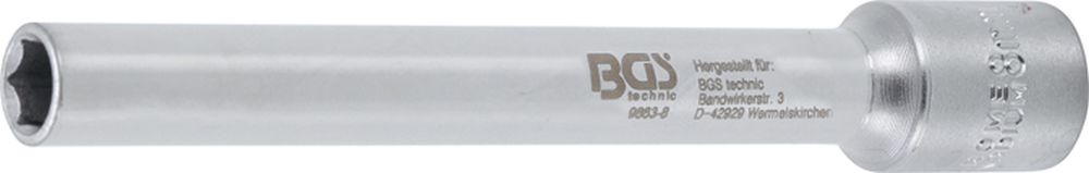 BGS Steckschlüssel-Einsatz Sechskant, extra tief | Antrieb Innenvierkant 10 mm (3/8") | 8 mm