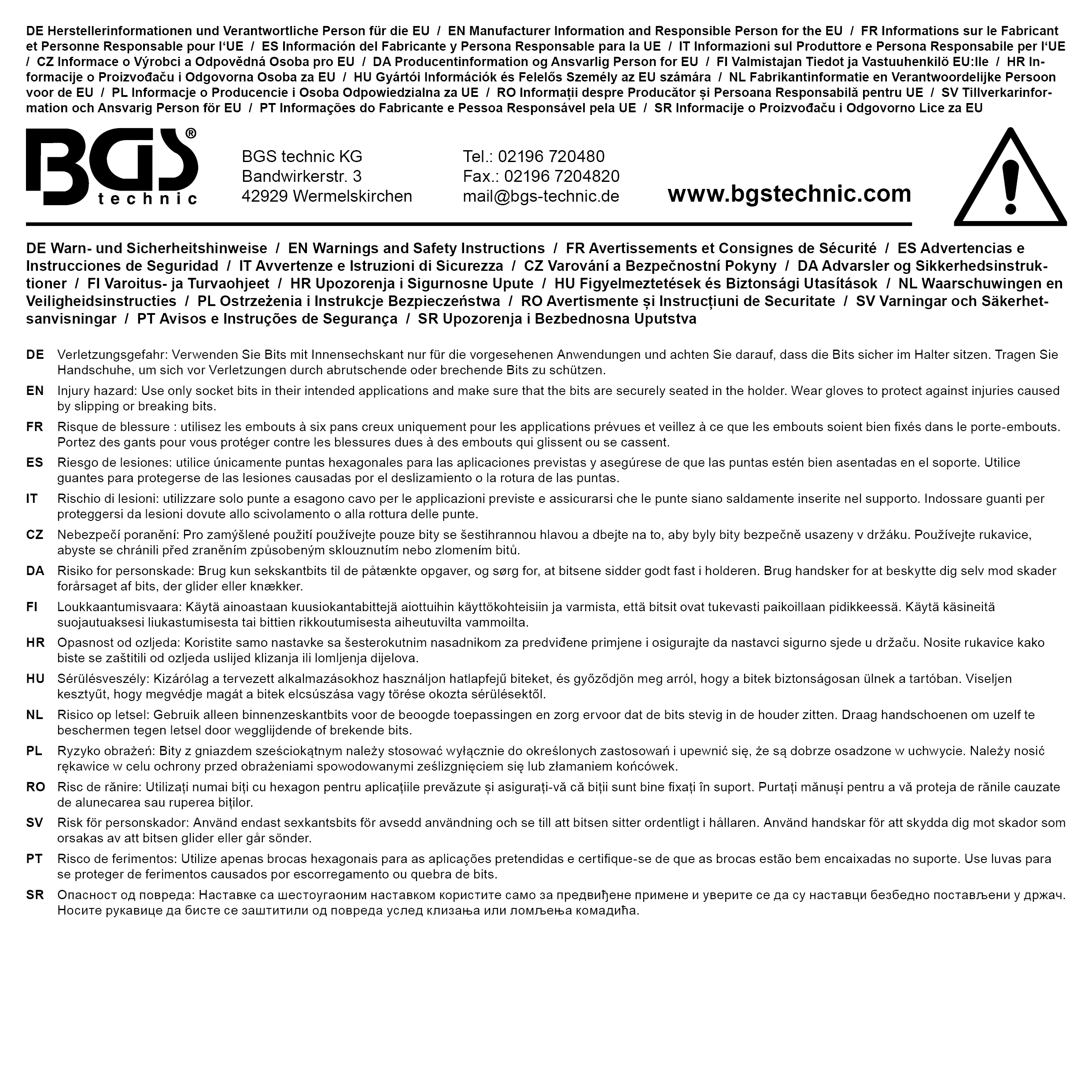 BGS Bit | Antrieb Außensechskant 6,3 mm (1/4") | Innensechskant 4 mm