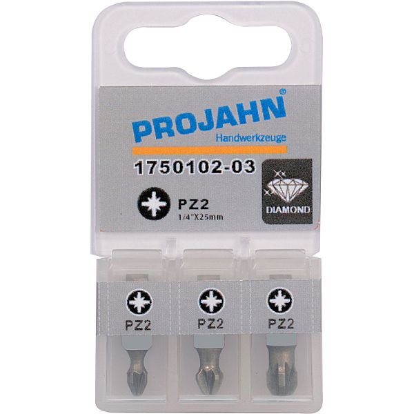 1/4" Bit Diamantbeschichtet L25mm Pozidrive Nr 2 3er Pack