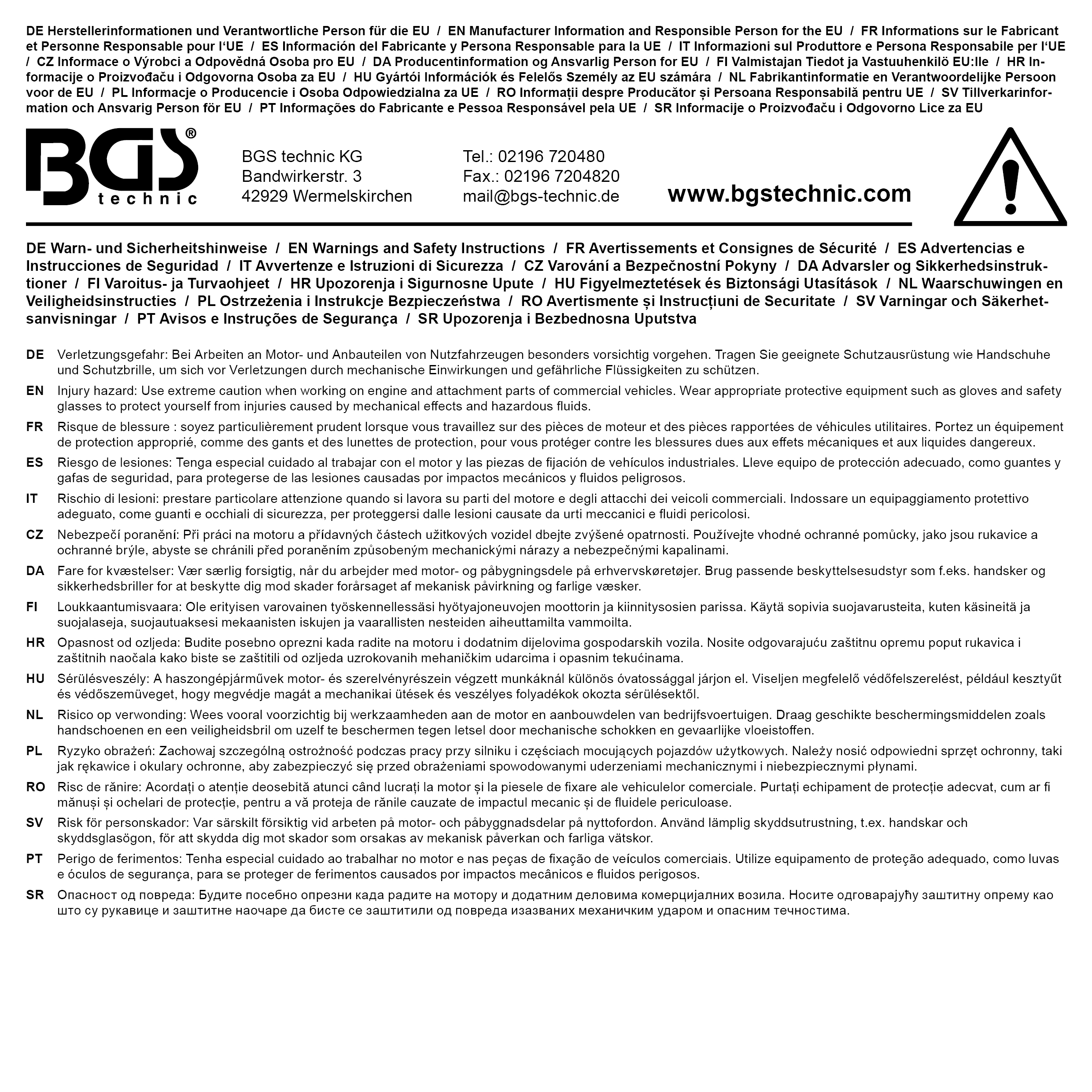 BGS Werkstattwageneinlage 1/3: Injektoren-Auszieher-Satz | für Lkw