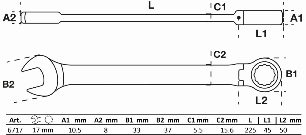 BGS Ratschenring-Maulschlüssel | abwinkelbar | SW 17 mm