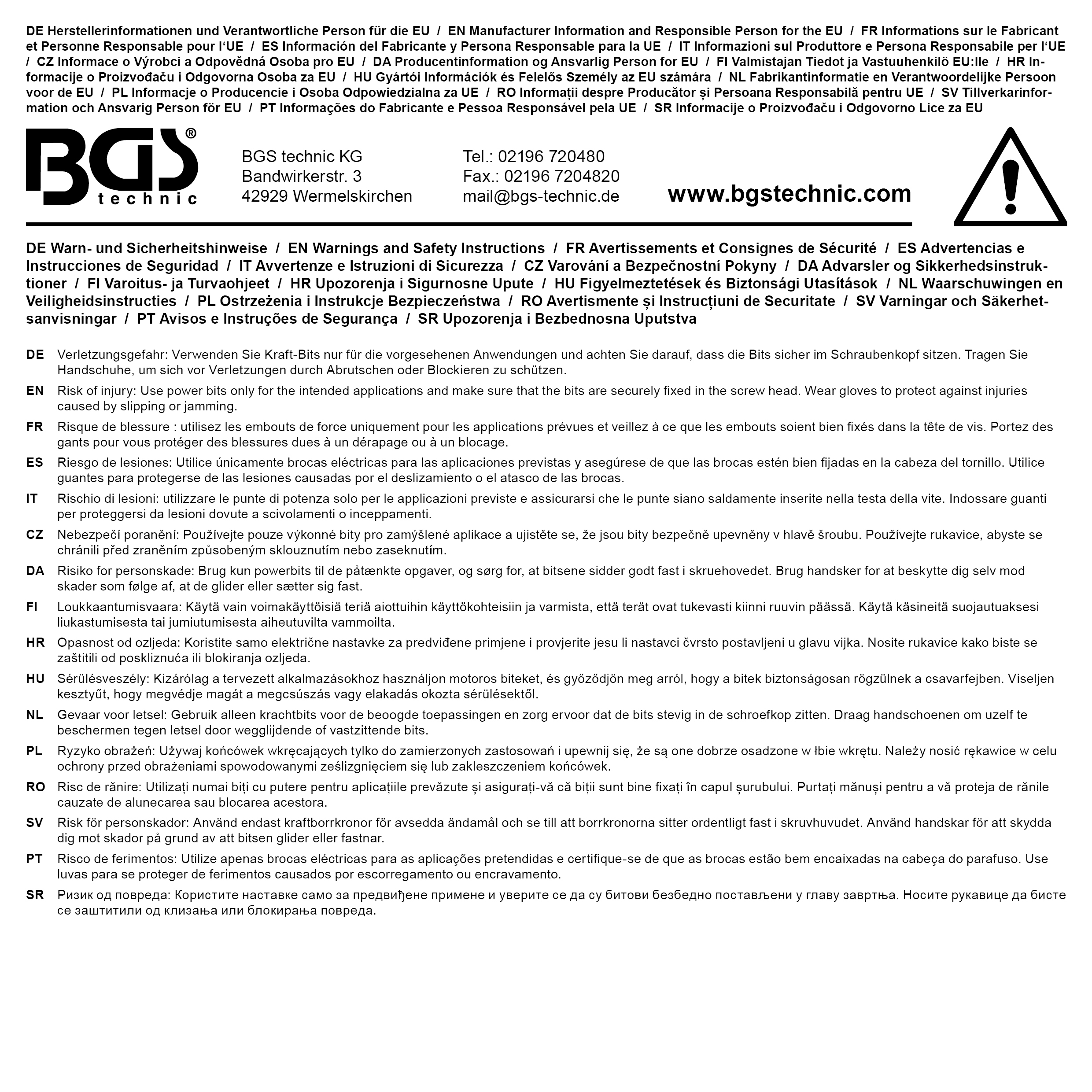 BGS Kraft-Bit-Einsatz | Länge 42 mm | Antrieb Innenvierkant 12,5 mm (1/2") | Innensechskant 9 mm