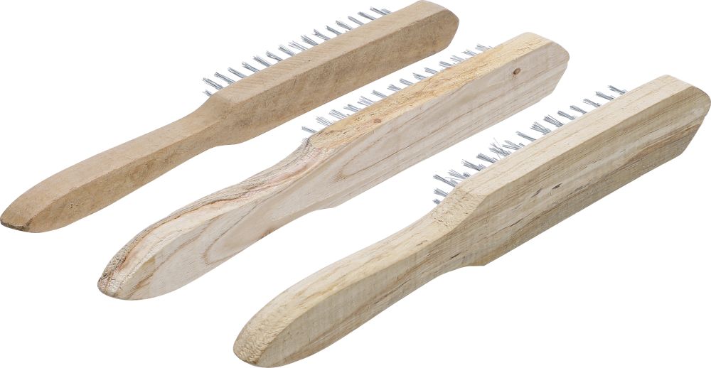 BGS Diy Drahtbürsten-Satz | Holzstiel | 2-, 3-, 4-reihig | 3-tlg.