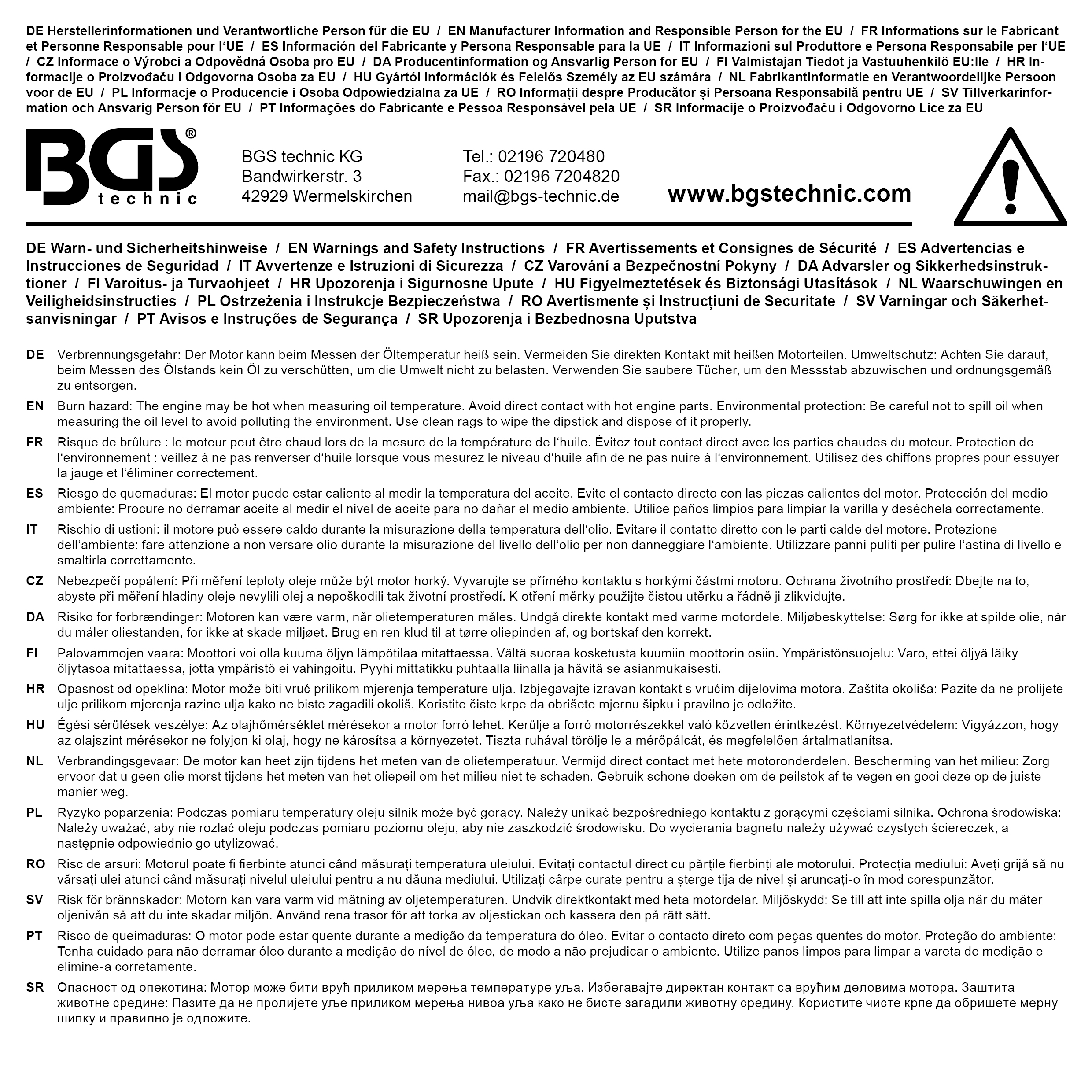 BGS Motoröl-Messstab | für Mercedes-Benz M112, M113, M646, M647, M648