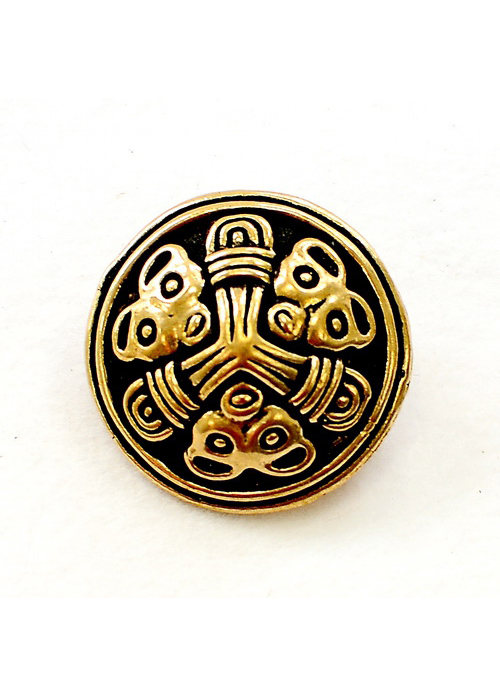 Kleine Wikinger Scheibenfibel Birka im Borrestil, Farbe bronze