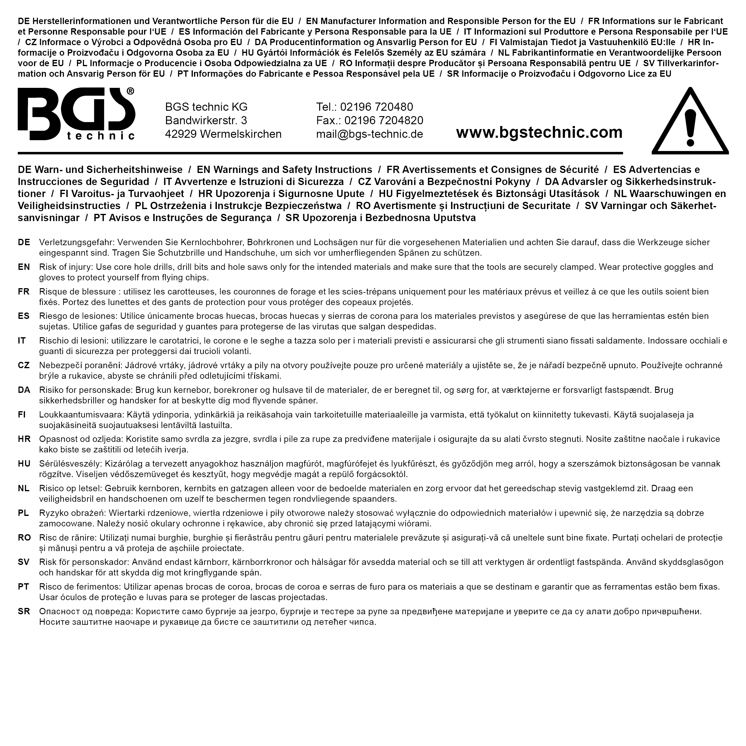 BGS Zentrierbohrer für Fliesenlochbohrer