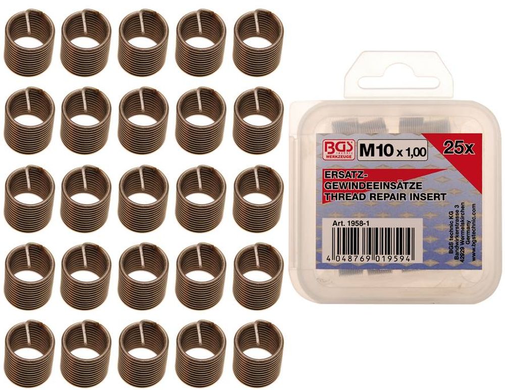 BGS Ersatz-Gewindeeinsätze | M10 x 1,0 mm | 25-tlg.