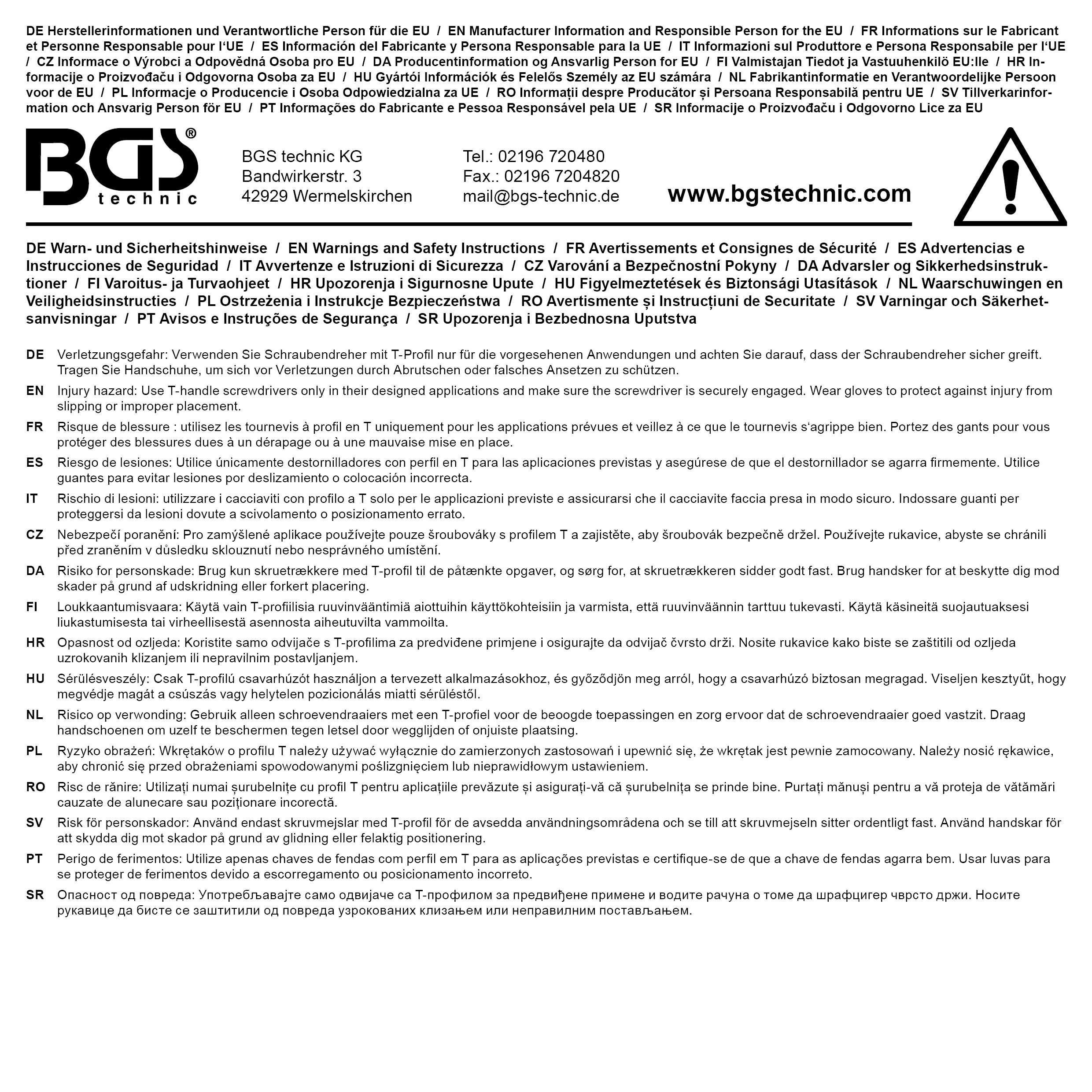 BGS Schraubendreher | T-Profil (für Torx) mit Bohrung T30 | Klingenlänge 100 mm