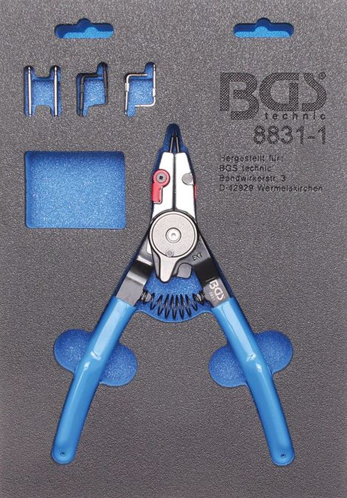 BGS Sprengringzange | für Außen-/Innensprengringe | auswechselbare Spitzen | 180 mm