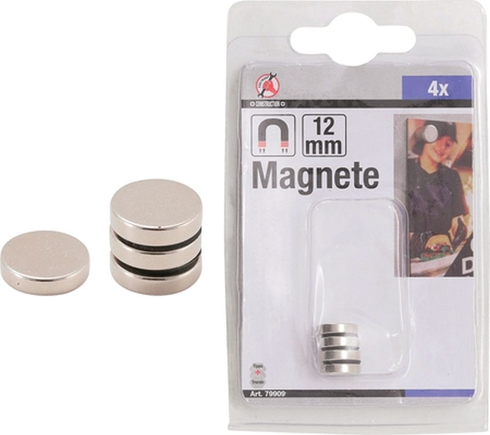 BGS Diy Magnet-Satz | extra stark | Ø 12 mm | 4-tlg.