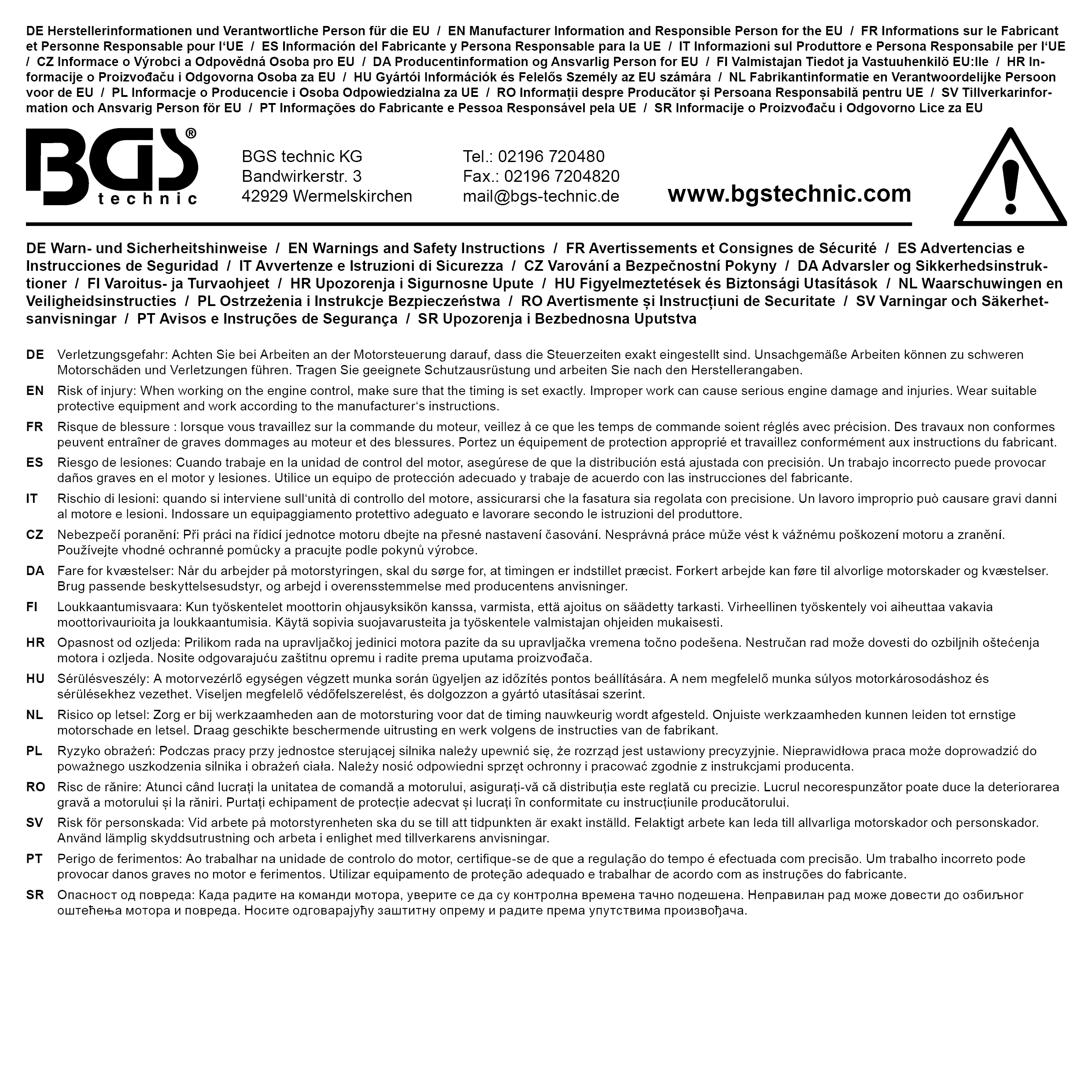 BGS Motor-Einstellwerkzeug-Satz | für Chrysler 2.5 CRD