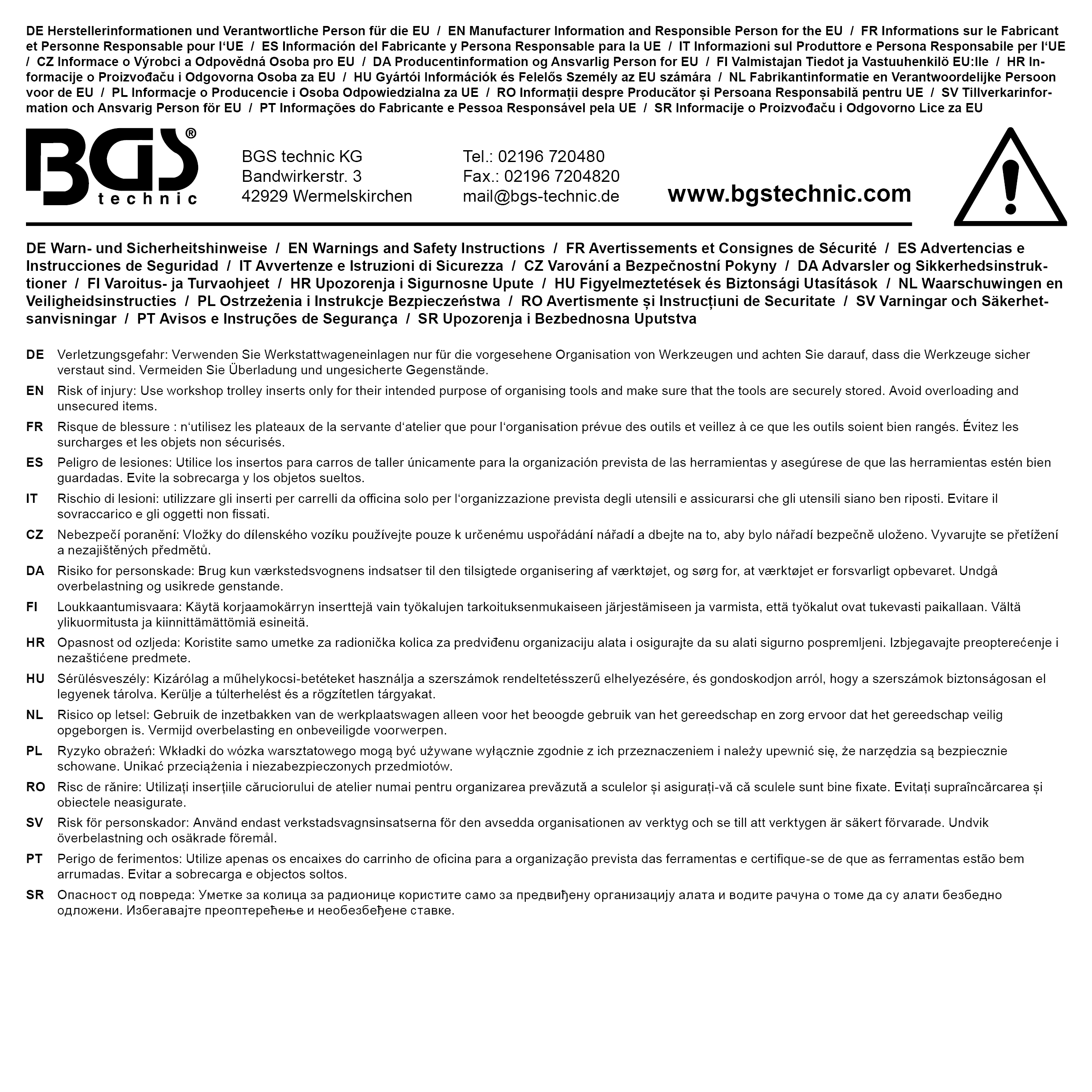 BGS Werkstattwageneinlage 3/3 | leer | für Art. 4034