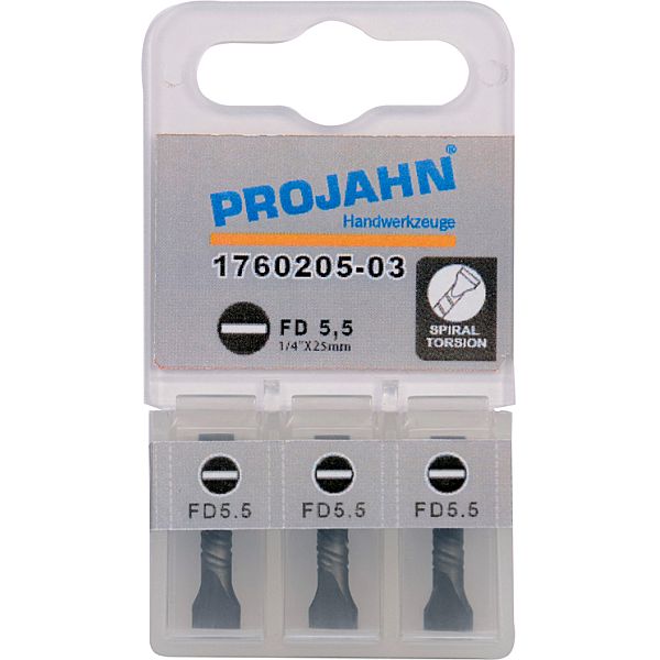 1/4" Torsion-Bit  L25 mm Schlitz 0,8x4,0 3er Pack