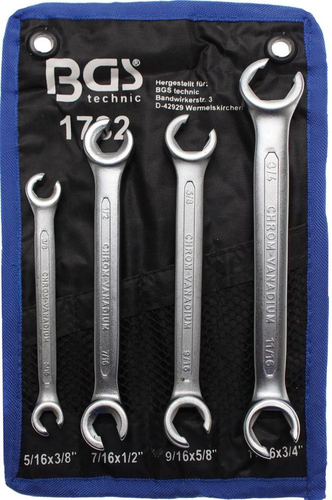 BGS Offener Doppel-Ringschlüssel-Satz | Zollgrößen | 4-tlg.