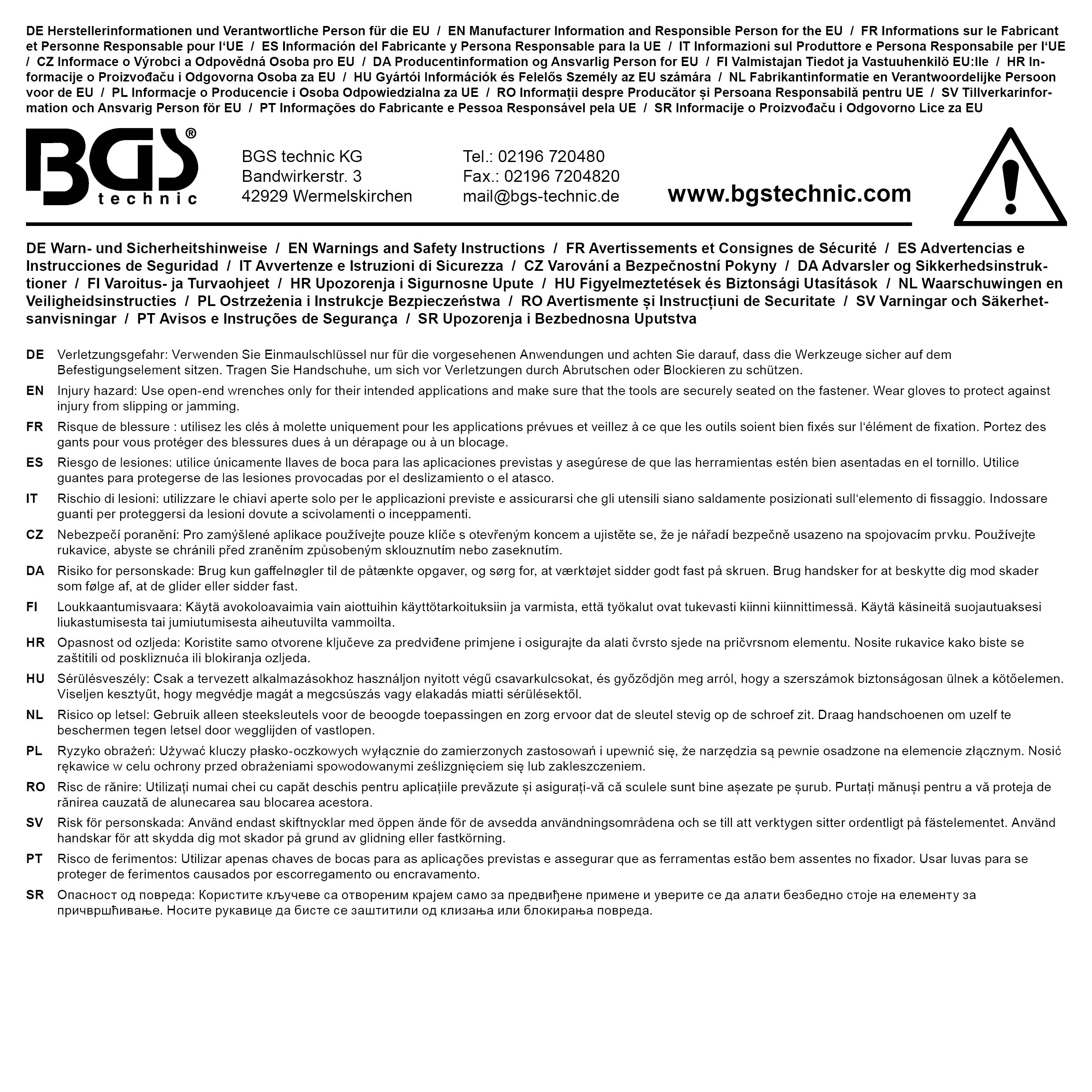 BGS Einmaulschlüssel | DIN 894 | SW 80 mm
