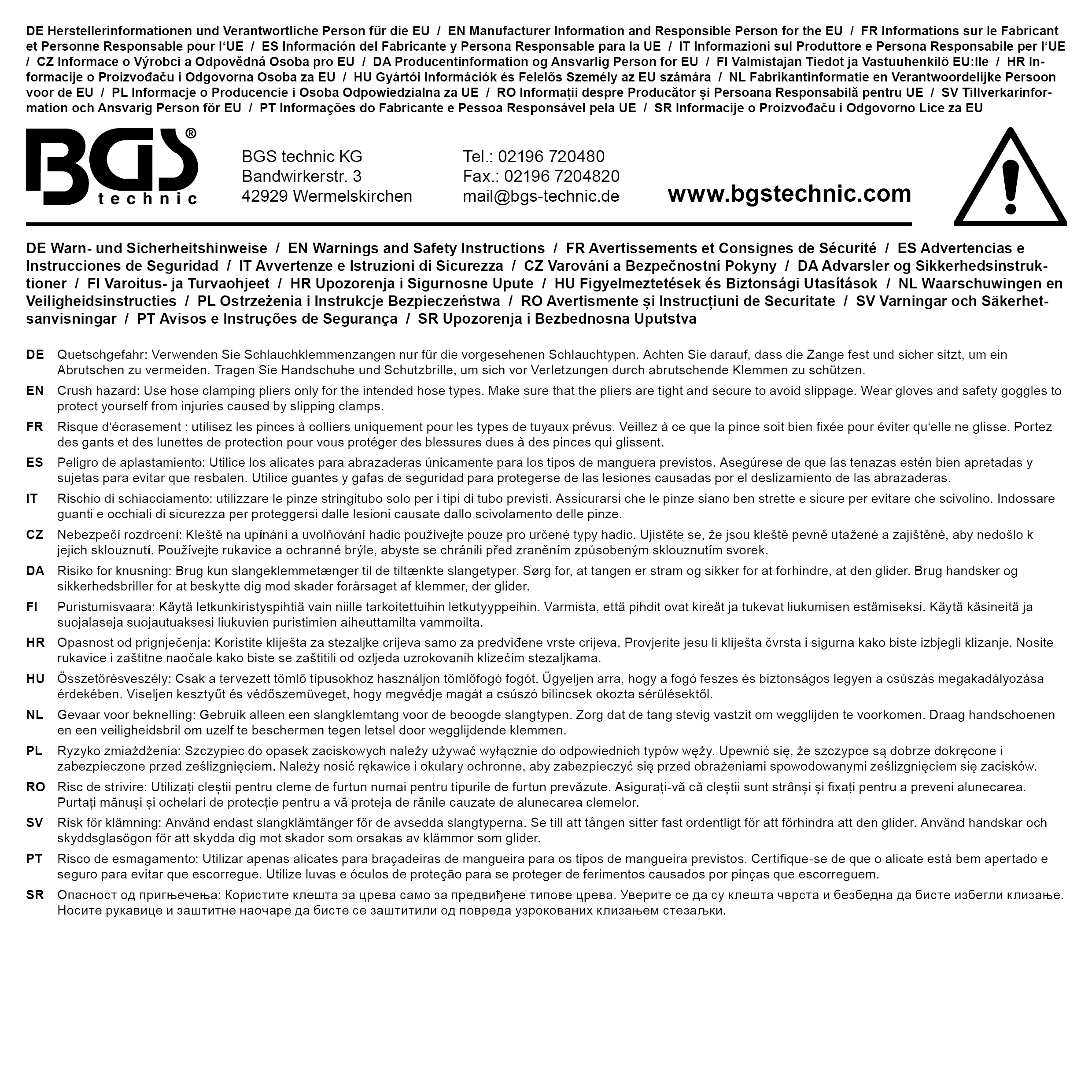 BGS Schlauchklemmenzange | mit auswechselbaren Bowdenzügen | 635 - 670 mm