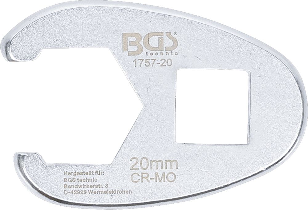 BGS Hahnenfußschlüssel | Antrieb Innenvierkant 12,5 mm (1/2") | SW 20 mm