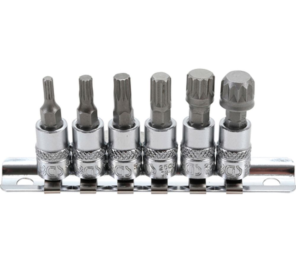 BGS Bit-Einsatz-Satz | Antrieb Innenvierkant 6,3 mm (1/4") | Innenvielzahn (für XZN) M4 - M12 | 6-t