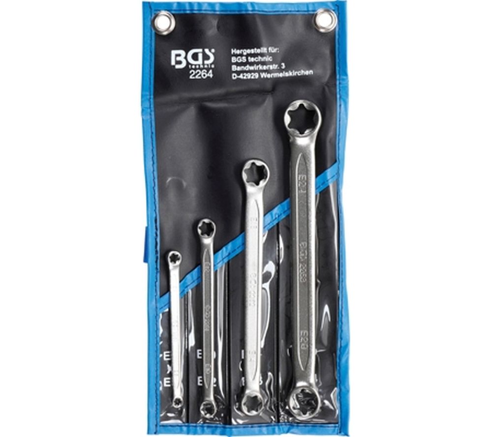 BGS Doppel-Ringschlüssel-Satz mit E-Profil-Ringköpfen | SW E6 x E8 - E20 x E24 | 4-tlg.