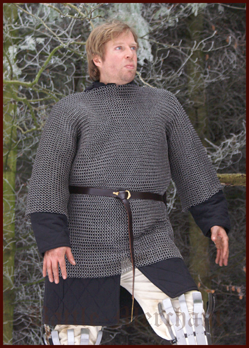 Kettenhemd Haubergeon, unvernietet, ID 8 mm, verzinkt, Größe XL