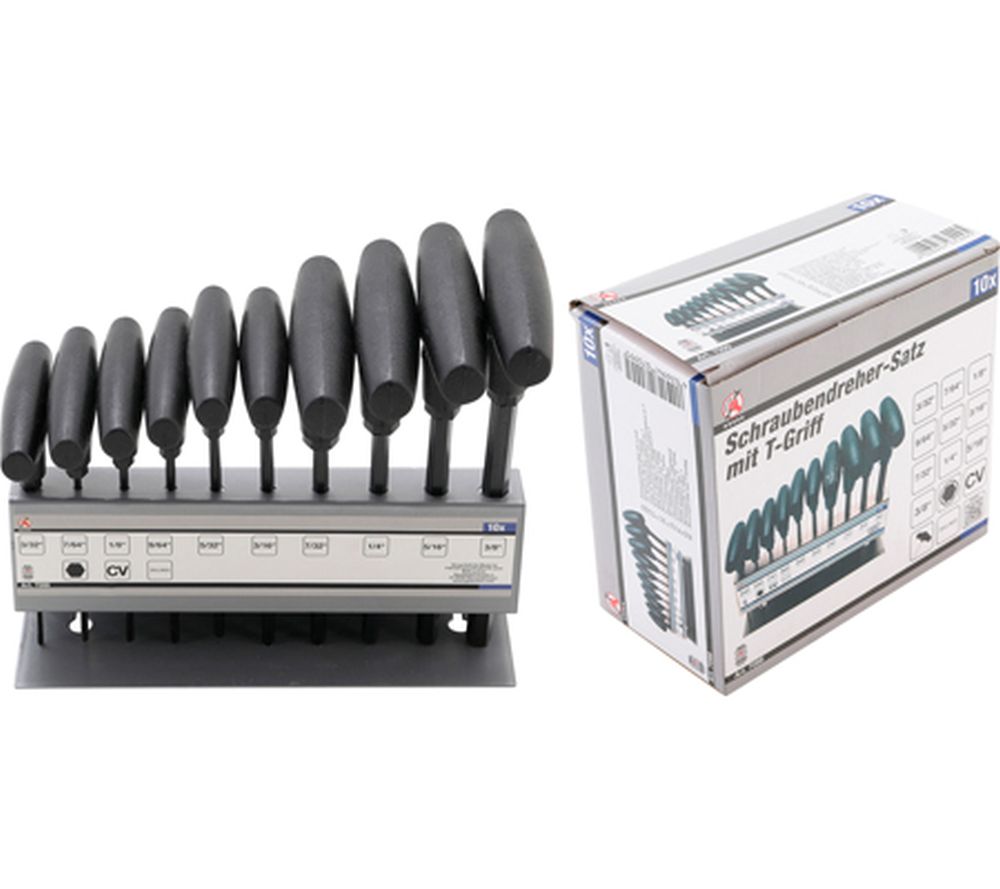 BGS Diy Schraubendreher-Satz mit T-Griff | Zollmaße | Innensechskant 3/32" - 3/8" | 10-tlg.