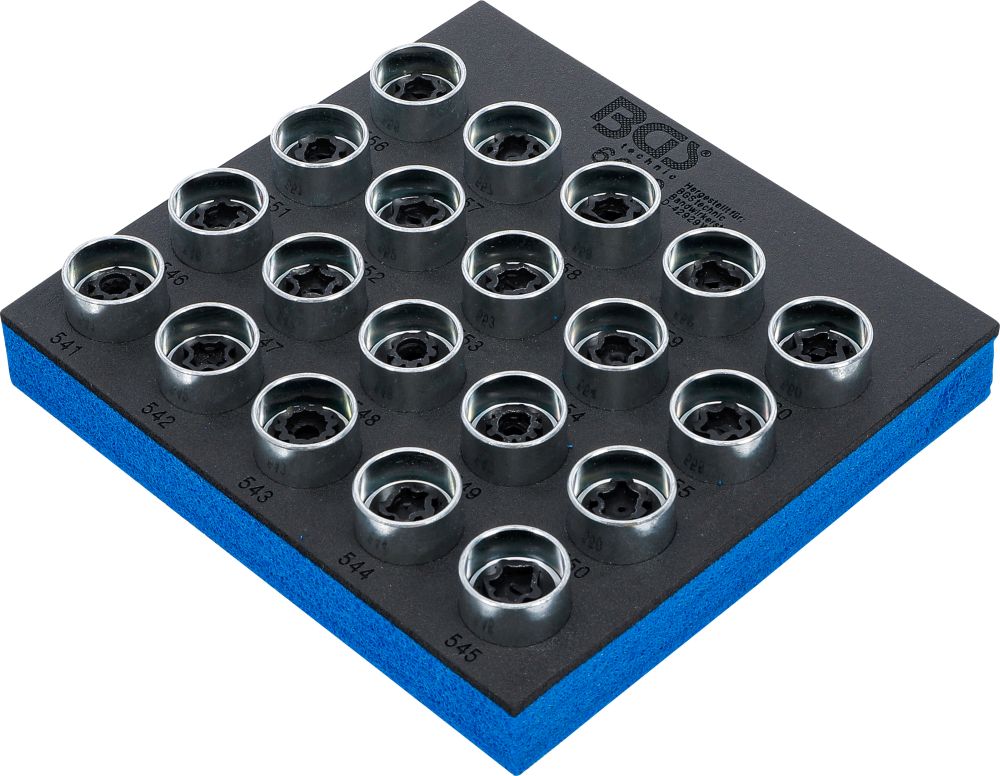 BGS Werkstattwageneinlage 1/6: Felgenschloss-Werkzeug-Satz für VAG | 20-tlg.