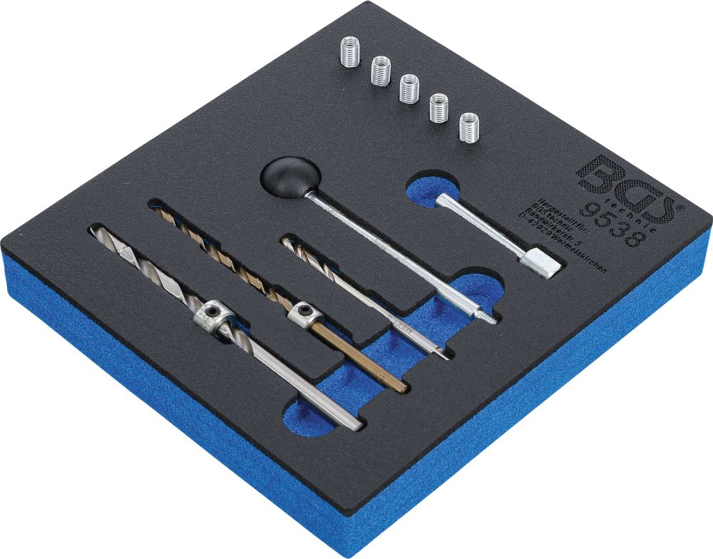 BGS Werkstattwageneinlage 1/6: Gewinde-Reparatursatz | für Injektor-Befestigungsschrauben | 10-tlg.