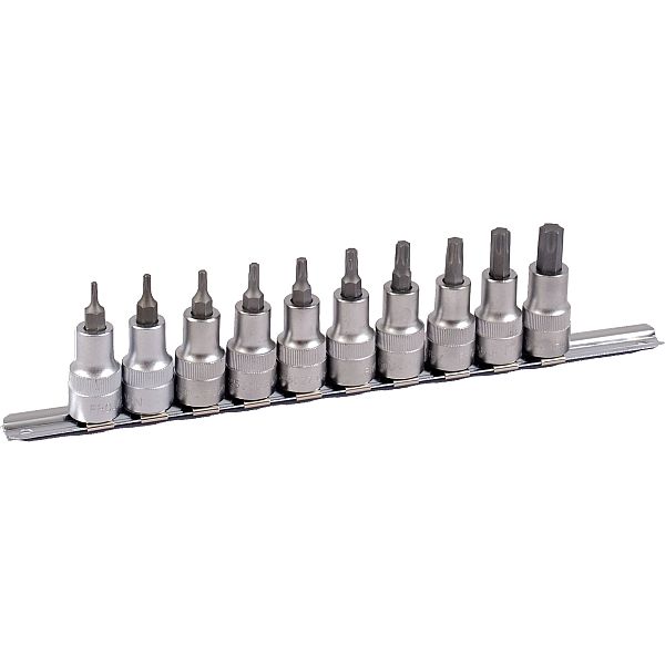 1/2" Bit Stecknuss Satz auf Schiene 10tlg TX
