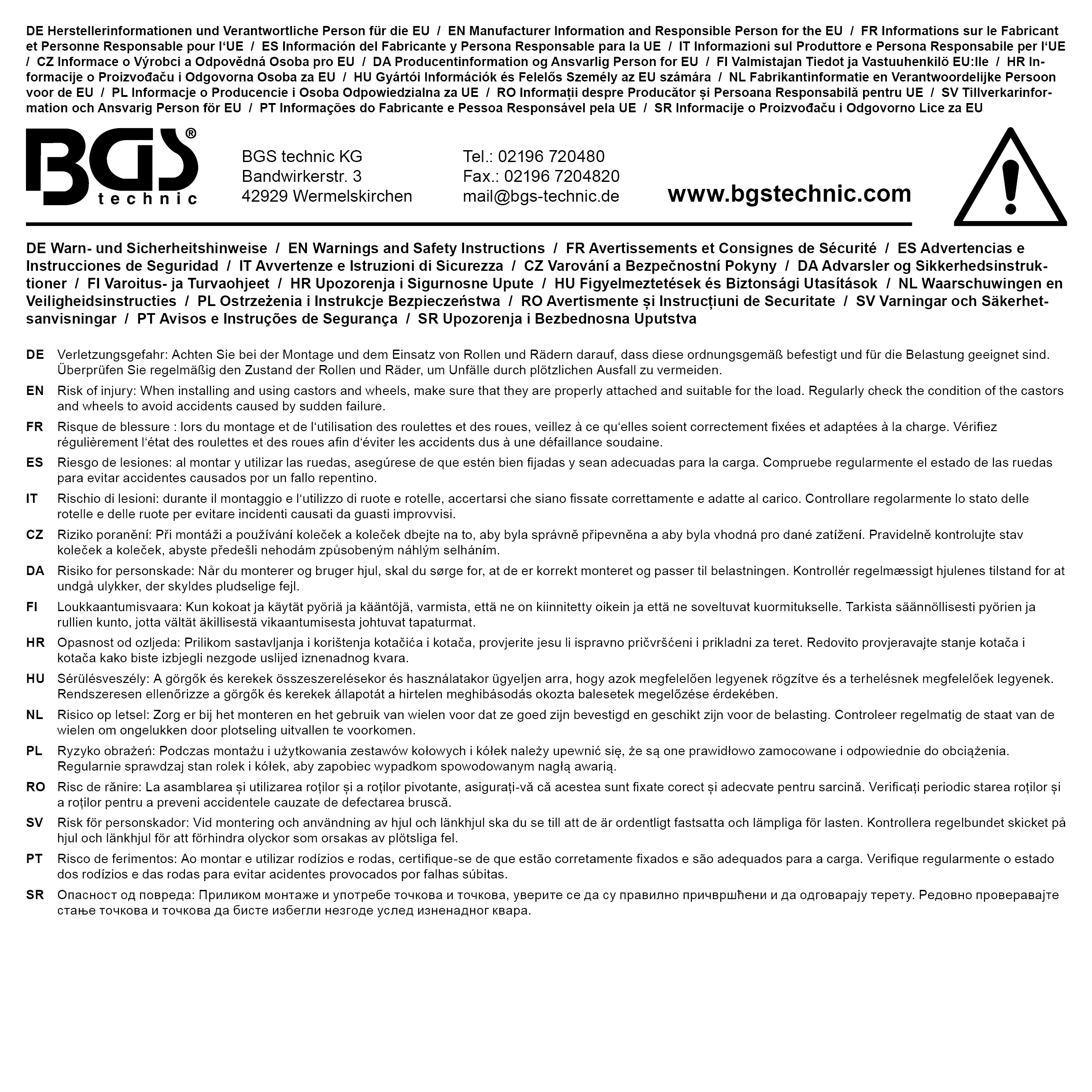 BGS Diy Lenkrolle mit Bremse | rot/schwarz | Ø 100 mm