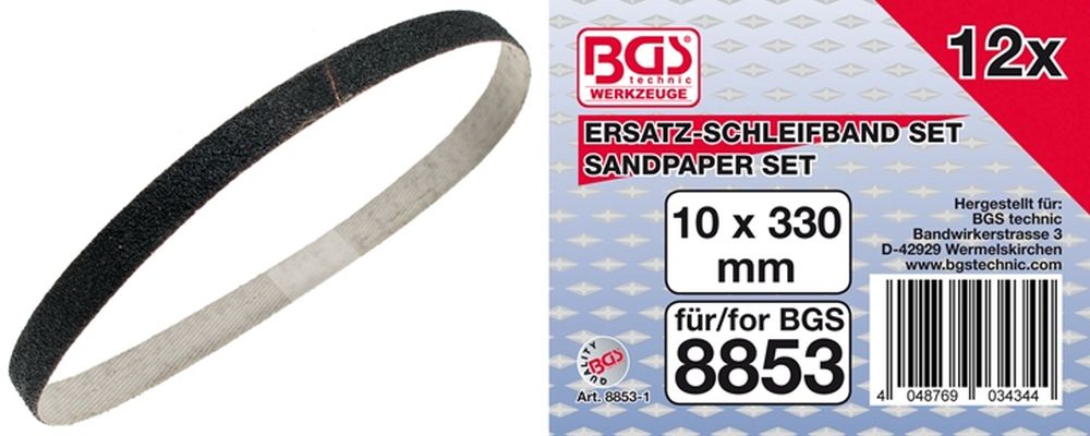 BGS Schleifband | 10 mm x 330 mm | 12 Stück für Art. 8853