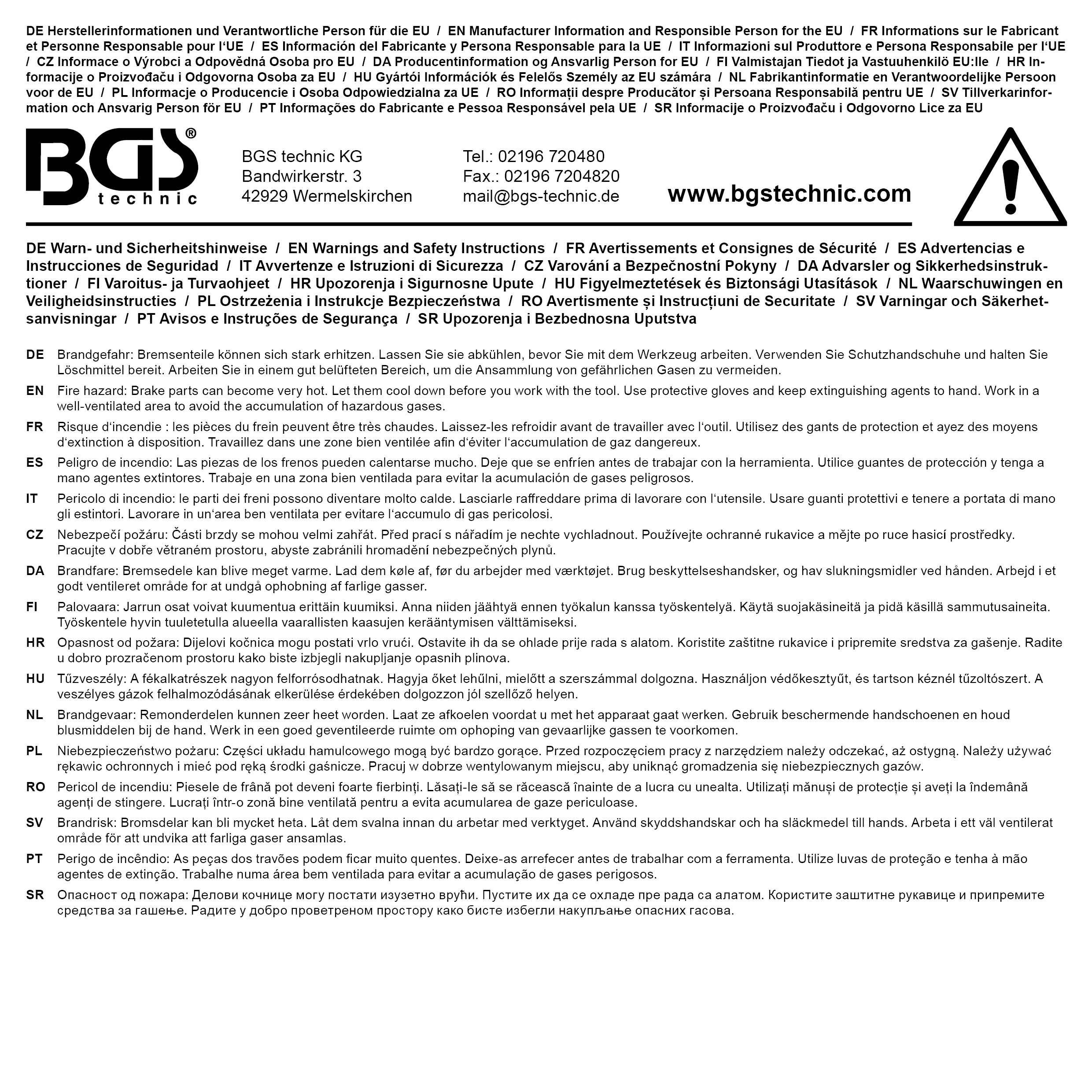 BGS Bremskolben-Rückstell-Satz | universal | Links- und Rechtsgewinde | 6-tlg.