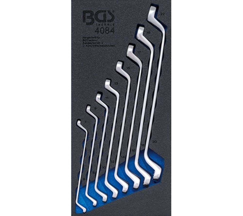 BGS Werkstattwageneinlage 1/3: Doppel-Ringschlüssel-Satz | SW 6 x 7 - 20 x 22 mm | tief gekröpft | 