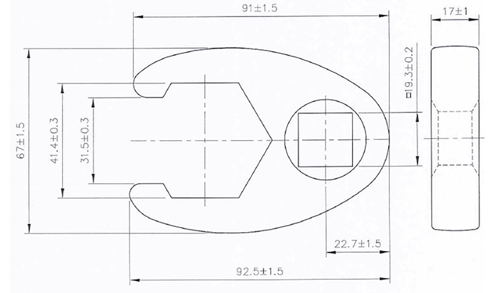 BGS Hahnenfußschlüssel | Antrieb Innenvierkant 20 mm (3/4") | SW 41 mm