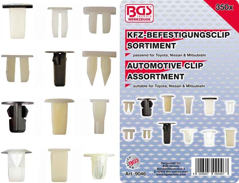 Kfz-Befestigungsclip-Sortiment für Toyota, Nissan, Mitsubishi - 350-tlg.