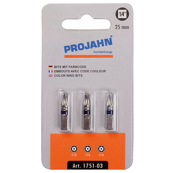 1/4" markierter Bit L25 mm TX mit Bohrung T40 3er Pack