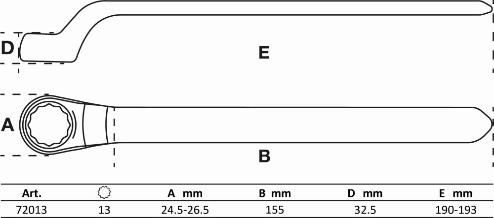 BGS VDE-Einringschlüssel | tief gekröpft | SW 13 mm