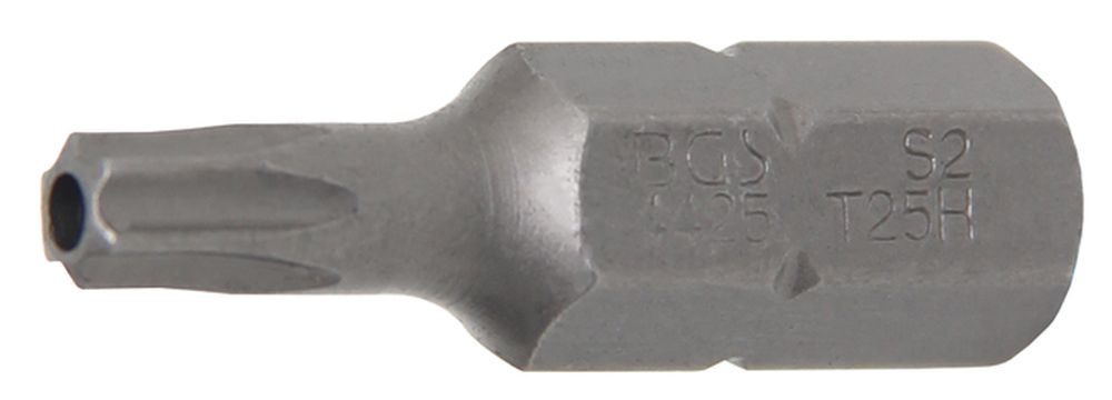 BGS Bit | Länge 30 mm | Antrieb Außensechskant 8 mm (5/16") | T-Profil (für Torx) mit Bohrung T25