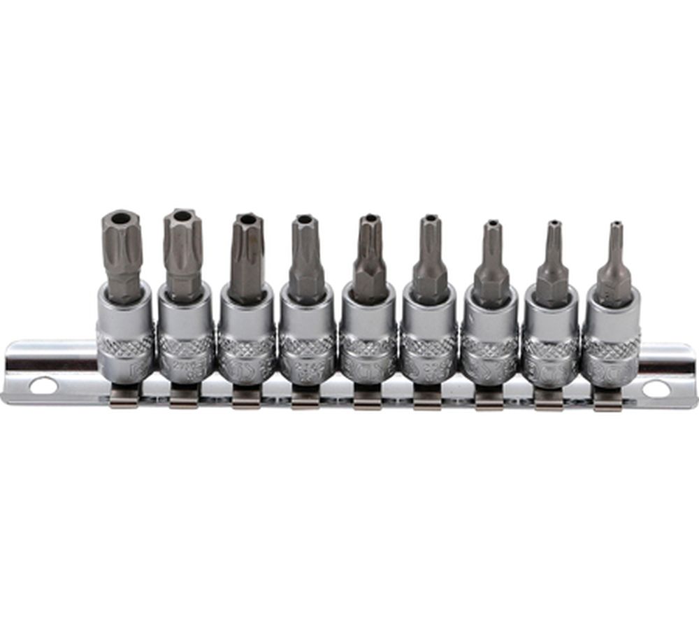 BGS Bit-Einsatz-Satz | Antrieb Innenvierkant 6,3 mm (1/4") | T-Profil (für Torx) mit Bohrung T10 - 