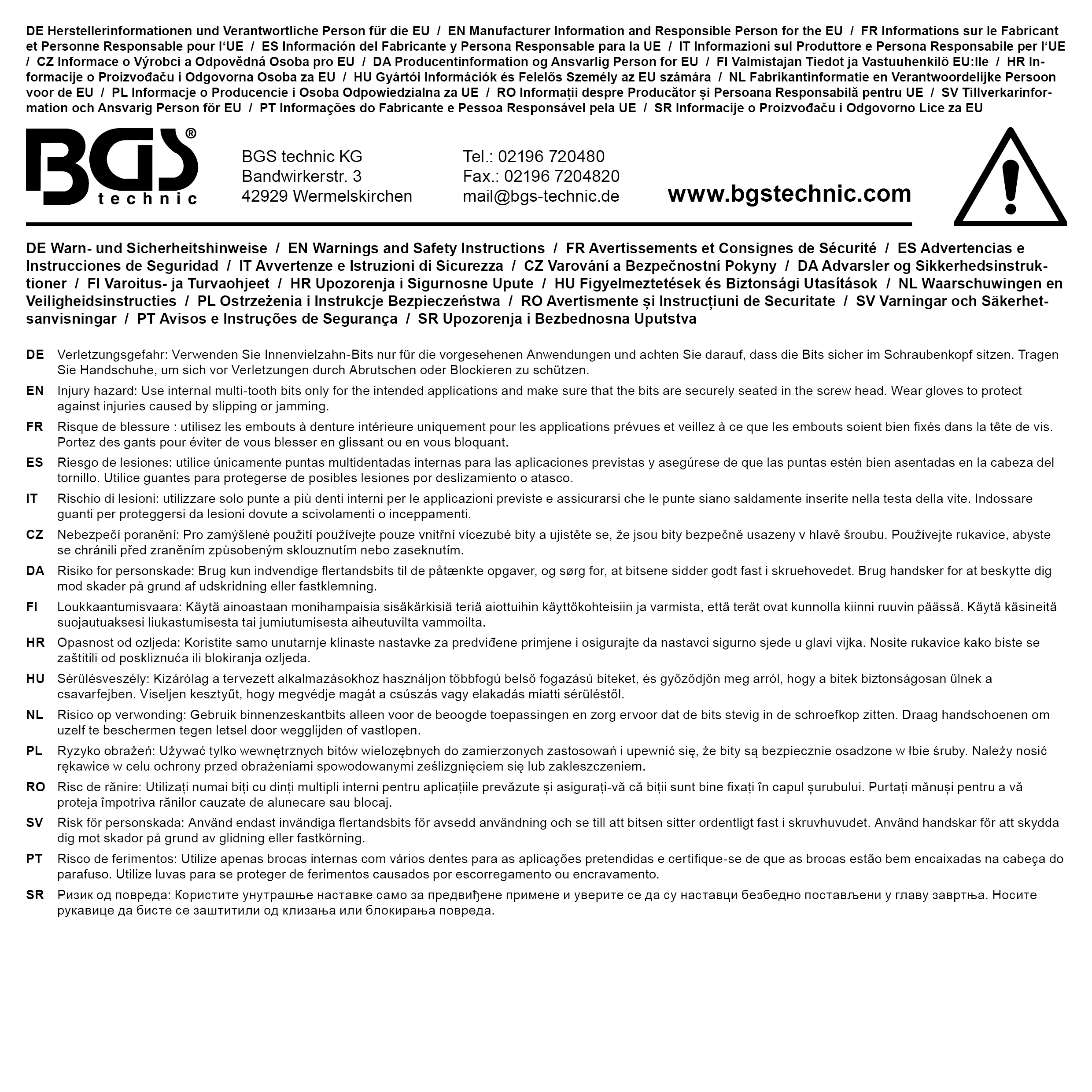 BGS Kraft-Bit-Einsatz | Länge 55 mm | Antrieb Innenvierkant 20 mm (3/4") | Innenvielzahn (für XZN) 