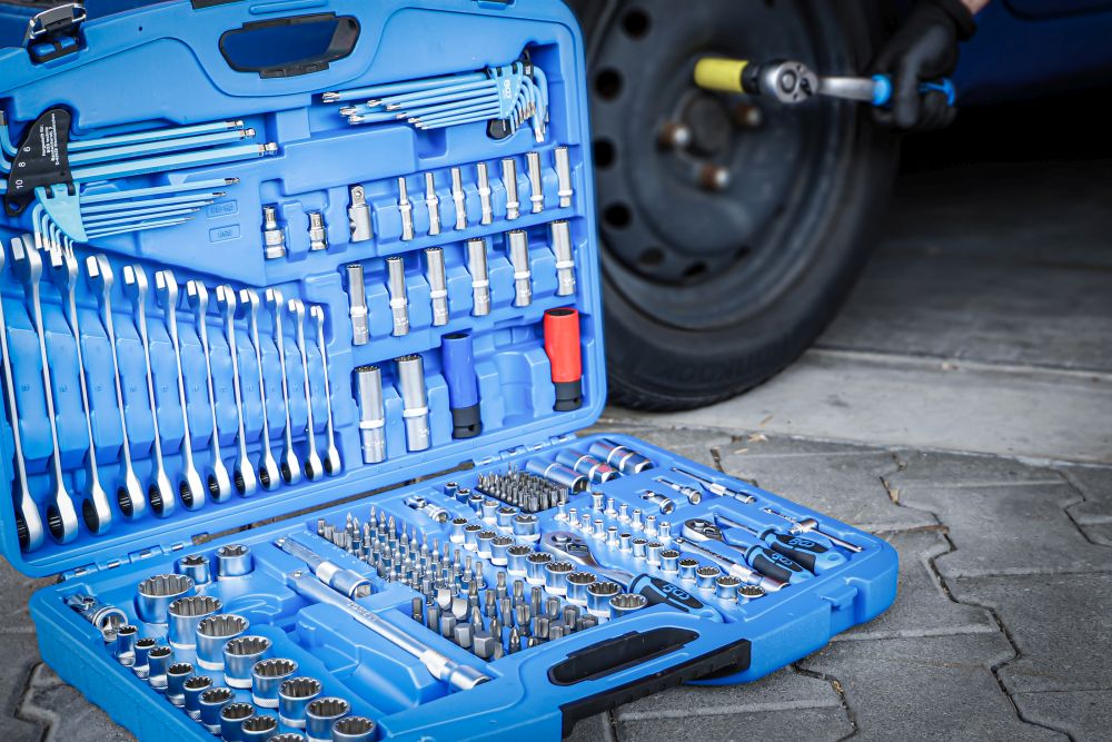 BGS Steckschlüssel-Satz "Gear Lock" | Antrieb 6,3 mm (1/4") / 10 mm (3/8") / 12,5 mm (1/2") | 218-t