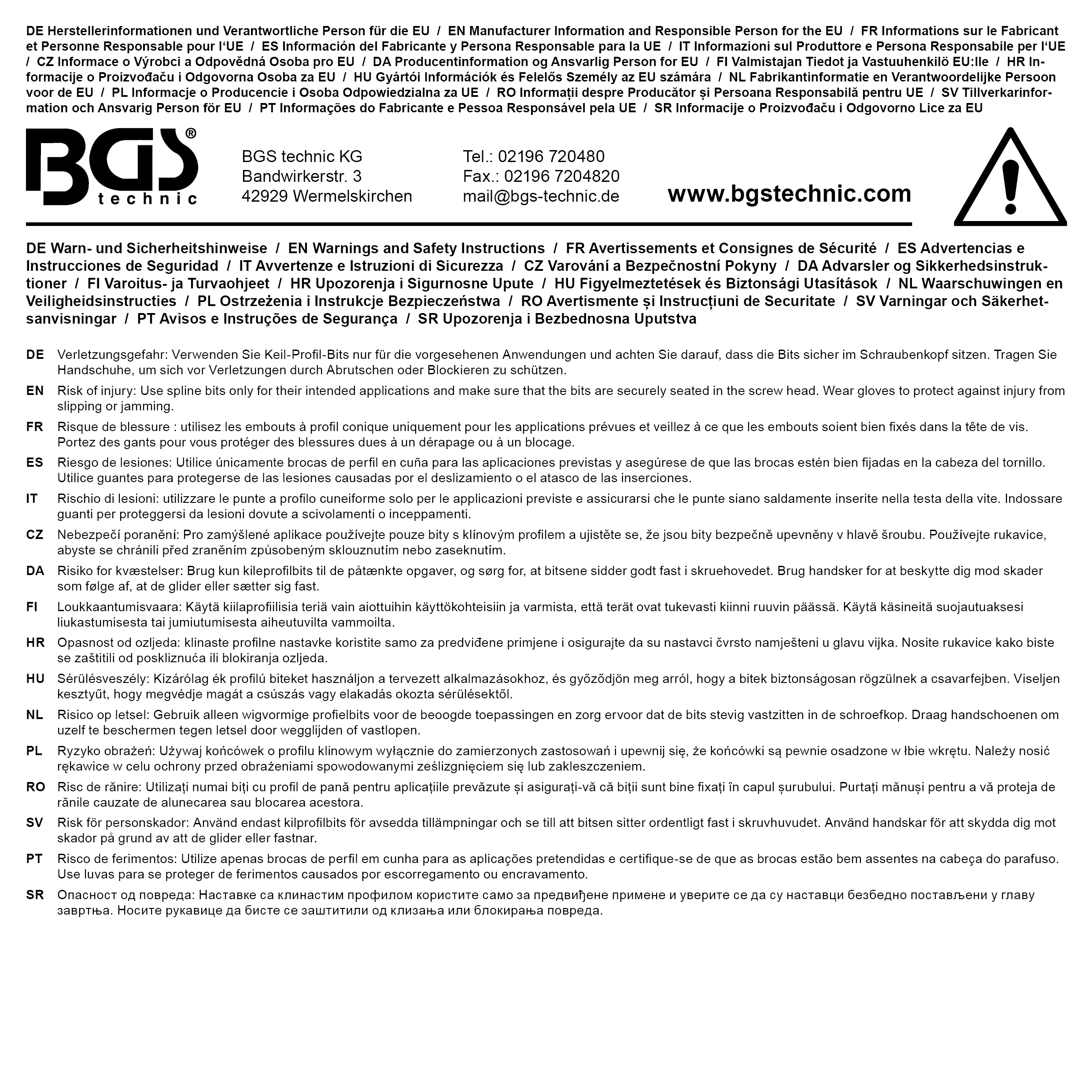 BGS Bit-Einsatz-Satz | Antrieb Innenvierkant 10 mm (3/8") / 12,5 mm (1/2") | Keil-Profil (für RIBE)