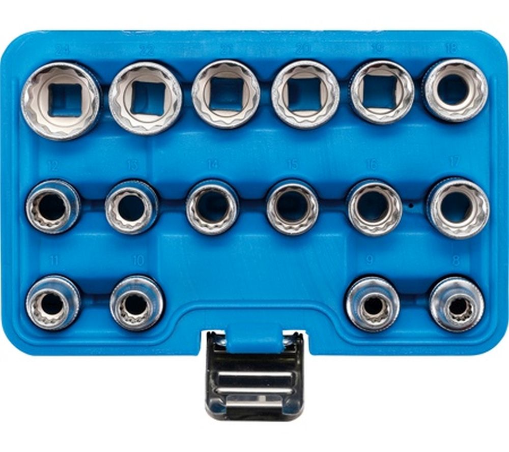 BGS Steckschlüssel-Einsatz-Satz Zwölfkant | Antrieb Innenvierkant 12,5 mm (1/2") | SW 8 - 24 mm | 1