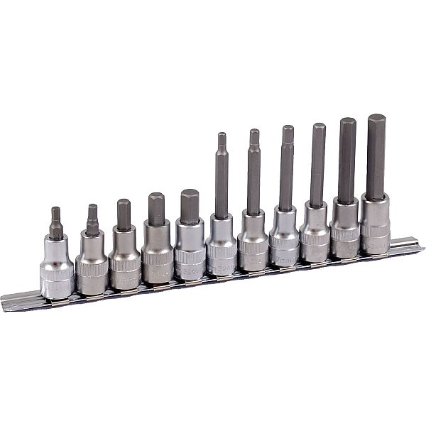1/2" Bit Stecknuss Satz auf Schiene 11tlg 6-kant
