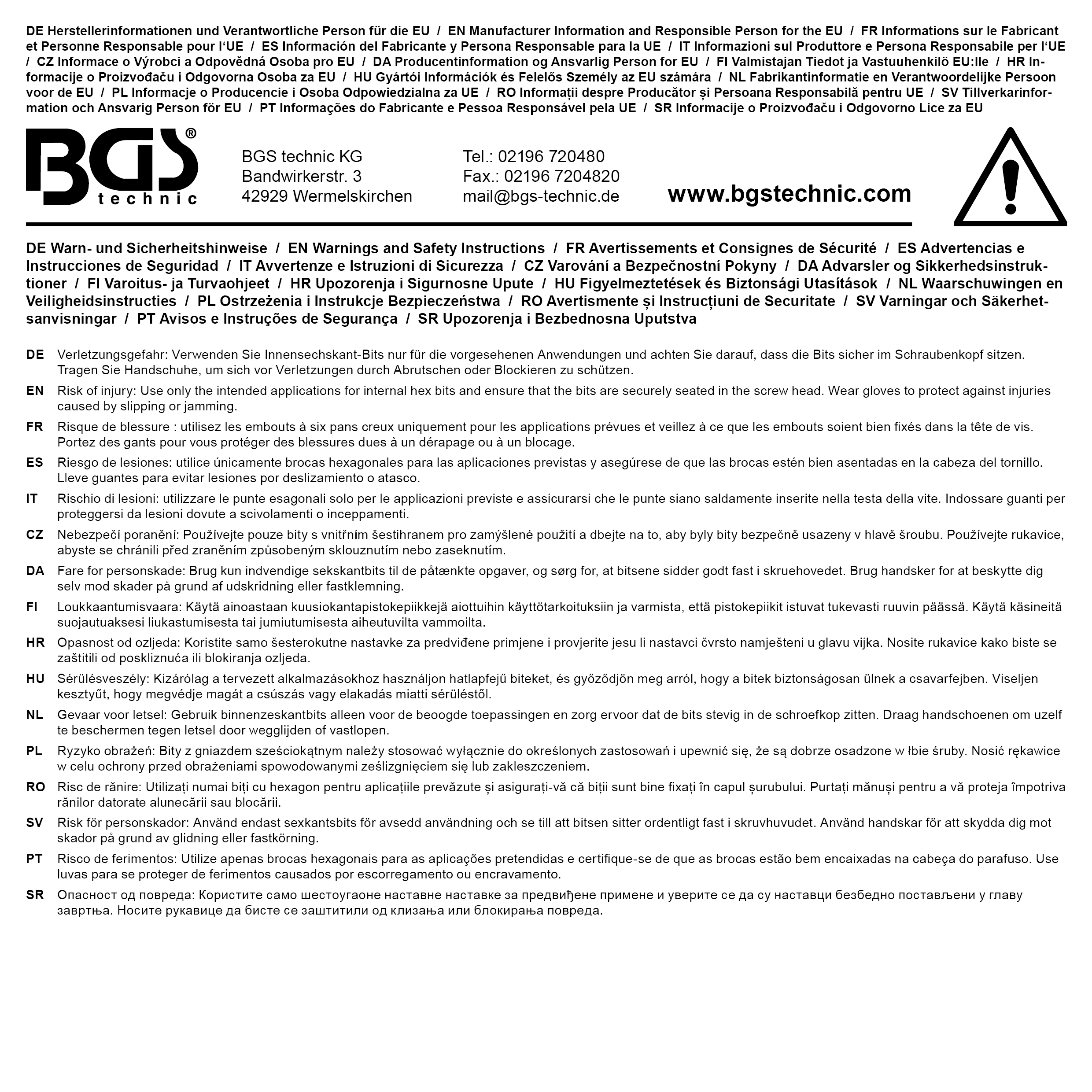 BGS Bit-Einsatz | Antrieb Innenvierkant 20 mm (3/4") | Innensechskant 14 mm