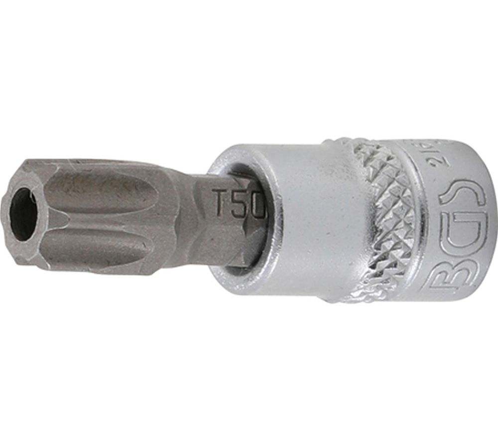 BGS Bit-Einsatz | Antrieb Innenvierkant 6,3 mm (1/4") | T-Profil (für Torx) mit Bohrung T50